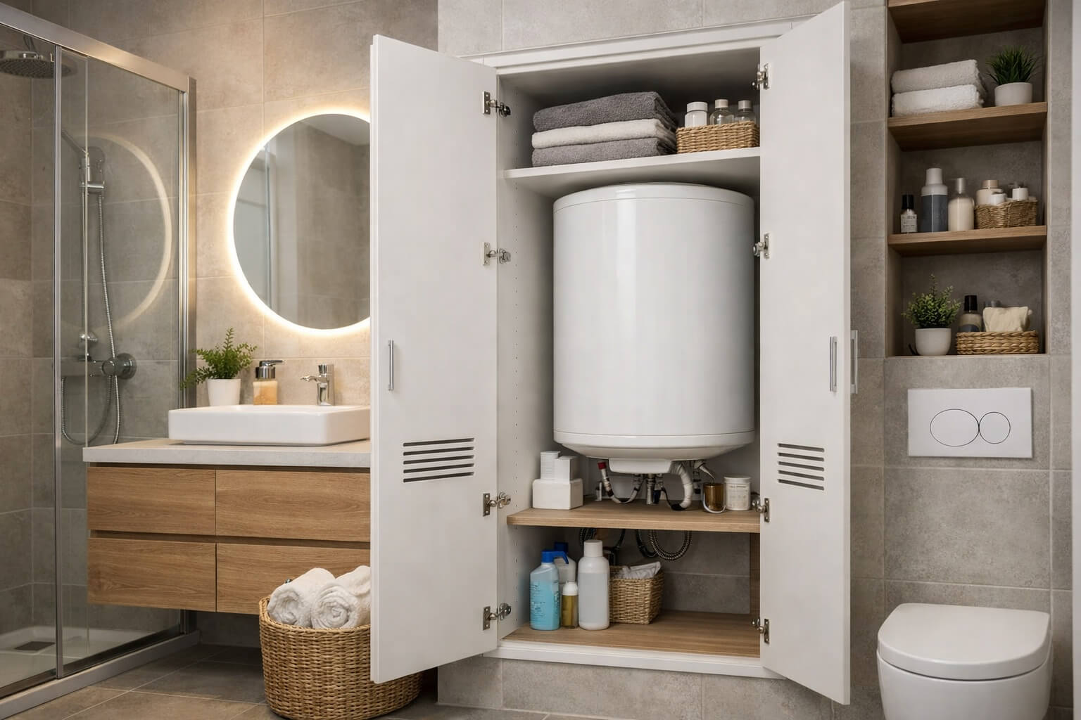 Jak ukryć bojler w małej łazience? Sprytne triki
